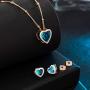 Swarovski Crystal Heart Pendant Necklace Earrings for Women 14K Gold Plated Hypoallergenic Jewelry Set