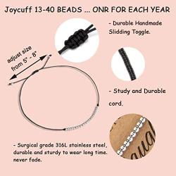 Joycuff Birthday Gifts for Girls Women Silver Bead Strand Wrap Bracelet One Bead One Year Adjustable Cord Fit Most Wrist