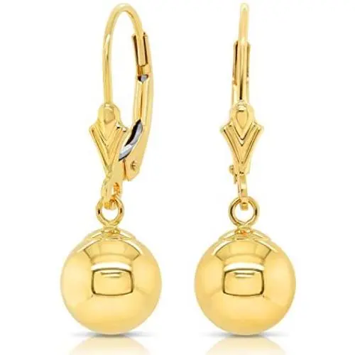 14k Yellow Gold Ball Drop Dangle Leverback Earrings 14k Yellow Gold Ball Drop Dangle Leverback Earrings