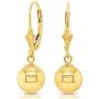 14k Yellow Gold Ball Drop Dangle Leverback Earrings