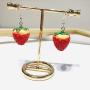 Ji Sheng Cute and Sweet Big 3D Strawberry Dangle Drop Earrings for Women Girls Fashion Jewelry