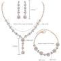 UDORA Crystals Necklace Earrings Bracelet Wedding Jewelry Set for Bride Bridesmaids
