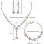 UDORA Crystals Necklace Earrings Bracelet Wedding Jewelry Set for Bride Bridesmaids