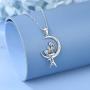 Distance 925 Sterling Silver Classic Sea Mermaid Necklce for Girls Women Crescent Moon Pendant Christmas Birthday Gifts Jewelry for Girls Women Daughter