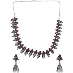 Efulgenz Boho Vintage Antique Ethnic Gypsy Indian Oxidized Silver Crystal Cubic Zirconia Bridal Necklace Earrings Jewelry Set