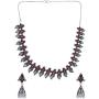 Efulgenz Boho Vintage Antique Ethnic Gypsy Indian Oxidized Silver Crystal Cubic Zirconia Bridal Necklace Earrings Jewelry Set
