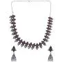 Efulgenz Boho Vintage Antique Ethnic Gypsy Indian Oxidized Silver Crystal Cubic Zirconia Bridal Necklace Earrings Jewelry Set