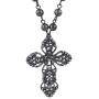 Lux Accessories Classic 80s Gothic Black Rosary Cross Beaded Pendant Necklace
