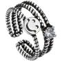 kelistom Silver Smile Face Open Ring for Women Men Adjustable Wide Smiling Statement Ring Fashion Party Jewelry