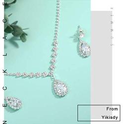Yikisdy Wedding Bride Necklace Earrings Set Bride Crystal Jewelry Rhinestones Choker Necklaces Accessories for Women and Girls