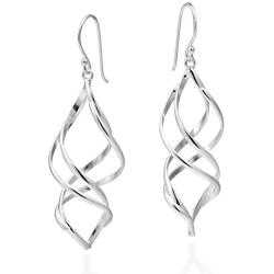 Trendy 3D Spiral .925 Sterling Silver Dangle Earrings