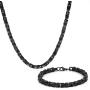 GuoShuang Mens Stainless Steel Mechanic Chunky Byzantine Chain Bracelet and Necklace Jewelry Set