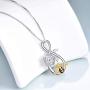 Bee Necklace Sterling Silver Infinity Love Bee Pendant Necklace with Rose Flower Jewelry Gifts for Women Teens