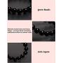 Natural Gemstone Semi Precious Round Beads Bracelet 8mm Handmade Stretch Bracelet Unisex Jewelry (AAA Black Agate)