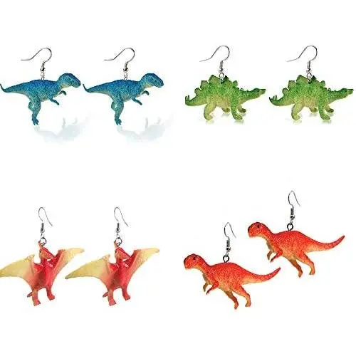 Mountainer 4 Pairs Cute Dinosaur Animals Drop Earrings Punk Party Cool Earrings for Women Girl Funny Jewelry Creative Gift Mountainer 4 Pairs Cute Dinosaur Animals Drop Earrings Punk Party Cool Earrings for Women Girl Funny Jewelry Creative Gift