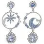 YUNXI Blue star Sun Moon Asymmetrical Crystal Drop Earrings Bohemian Tassel Design Dangle Earring Fashion Retro Stud Earrings for Women Girl Fashion Jewelry