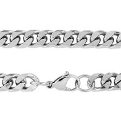 | Crucible Mens Stainless Steel Beveled Curb Link Chain Necklace (10 mm) - 24''