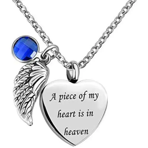 LovelyCharms Love Heart Angel Wings Urn Necklace for Ashes Stainless Steel Keepsake Memorial Cremation LovelyCharms Love Heart Angel Wings Urn Necklace for Ashes Stainless Steel Keepsake Memorial Cremation