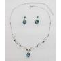 Faship Gorgeous Aqua Swarovski Crystal Floral Necklace Earrings Set