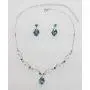 Faship Gorgeous Aqua Swarovski Crystal Floral Necklace Earrings Set