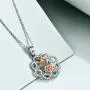 YFN Sterling Silver Celtic Knot Necklace Rose Flower Pendant Good Luck Irish Jewelry for Women Gifts (Rose Gold)