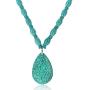 Gem Stone King 22 Inch Blue Simulated Turquoise Howlite Necklace with Drop Shape Pendant and Earring Set