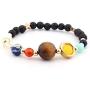 2-4Pcs Adjustable Solar System Natural Stone Strand Stretch Bracelet Universe Galaxy Eight Planets Guardian Sun Star Beads Bracelet Bangle for Women Men Boy Girl Unisex Jewelry Gifts