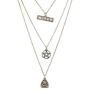 Lux Accessories Burnished Gold Witch Wiccan Pentagram Opal Layered Necklace