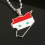 Stainless Steel Syria Map Flag Pendant Necklaces Syrians Jewelry