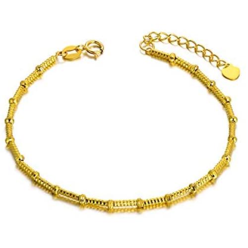 Solid 18K Gold Bracelets for Women, Real Gold Adjustable Italian Chain Bracelets Anniversary Christmas Jewelry Gifts for Wife, Mom, Girlfriend, 6.5''- 7.5''