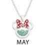 Disney Birthstone Women and Girls Jewelry Minnie Mouse Silver Plated Shaker Pendant Necklace, 18+2'' Extender