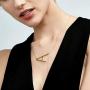 Sideways Large Initial Necklace for Women - 18K Gold Plated Letter Necklace for Women Girls, Stainless Steel Big Alphabet Monogram Necklace A-Z Name Slanted Initial Necklace Initial Jewelry for Women