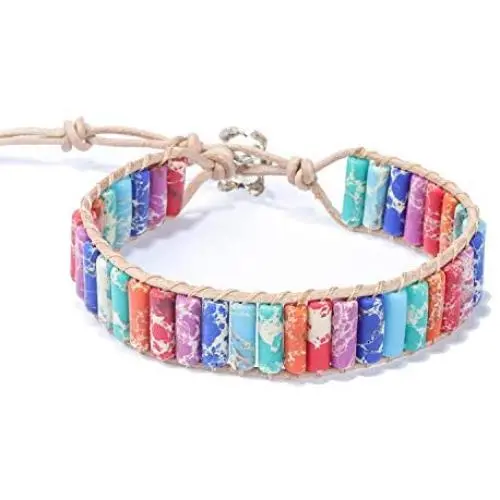 PLTGOOD Boho Leather Wrap Bead Bracelets for Women Men Girls Handmade Chakra Imperial Jasper Adjustable Healing Bracelet Bangles PLTGOOD Boho Leather Wrap Bead Bracelets for Women Men Girls Handmade Chakra Imperial Jasper Adjustable Healing Bracelet Bangles
