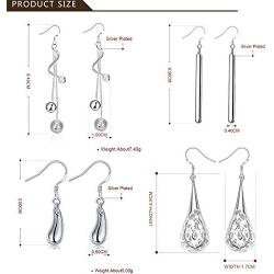 Jewdreamer 12 Pairs Classic Silver Plated Dangle Drop Earrings for Women Simple Long Thread Fashion Line Christmas Earrings Set