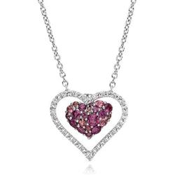 Multi-Gemstone Layered Double Heart Pendant and Natural Diamond Accent Women Jewelry Anniversary Birthday Valentines