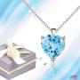 Qitian Jewelry Sky Blue Topaz Necklace - 925 Sterling Silver 1.47 CT Heart Necklace March Birthstone Necklace Pendant Birthday Anniversary Christmas Jewelry Gift for Women Girls