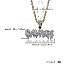 Naomi SAVAGE Bubble Letters Combine Pendant Necklace Hip Hop Mens Trendy Jewelry Gold Silver Rope Chain Tennis Chain multi-color 24 in