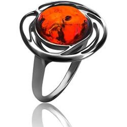 Ian and Valeri Co. Amber Sterling Silver Modern Round Ring