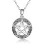YFN Sterling Silver Pentagram Pentacle Necklace Celtic Star Moon Pendant Wiccan Jewelry Gifts for Women Men
