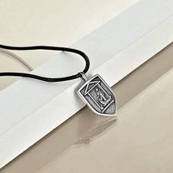 YAFEINI St Michael Necklace for Men Women Guardian Angel Pendant Necklace 925 Sterling Silver Bible Verse Guardian Archangel Amulet Shield Protection Jewelry Gifts