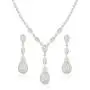 JanKuo Jewelry Rhodium Plated Bridal Long Dangle Teardrop CZ Necklace Earrings Jewelry Set, 17'' JanKuo Jewelry Rhodium Plated Bridal Long Dangle Teardrop CZ Necklace Earrings Jewelry Set, 17''