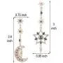 KaFu Moon and Star Earrings Long Dangle Stud Fashion Shiny Crystal Star Moon White Gold Color Drop Earrings Jewelry for Women Girl KaFu Moon and Star Earrings Long Dangle Stud Fashion Shiny Crystal Star Moon White Gold Color Drop Earrings Jewelry for Women Girl