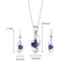 Created Sapphire Pendant Earrings Necklace Sterling Silver Heart Shape 2.00 Carats