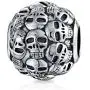 Round Barrel Multi Skeleton Skulls Dia De Los Muertos Charm Bead For Women Oxidized .925 Sterling Silver Fits European Bracelet Round Barrel Multi Skeleton Skulls Dia De Los Muertos Charm Bead For Women Oxidized .925 Sterling Silver Fits European Bracelet