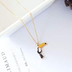 MYANAIL Cartoon Bird Necklace for Girl Cute Toucan Sparrow Flamingo Pendant Necklace