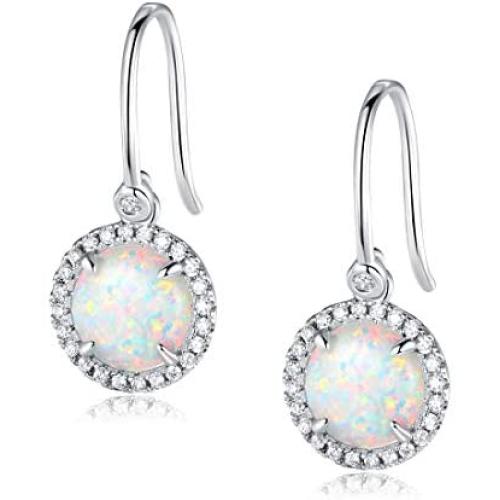 GEMSME White Gold Plated Teardrop Opal Dangle Earrings For Women GEMSME White Gold Plated Teardrop Opal Dangle Earrings For Women