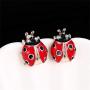 Cute Ladybug Rhinestone Locking Back Stud Earrings Hypoallergenic Lifelike Animal Cartoon Stud Earrings for Women Girls Teens Birthday Friendship Party Accessories Jewelry Gift