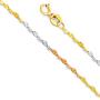 Wellingsale 14k Tri 3 Color Gold Polished Solid 1.5mm Stamp Mirror Star Diamond Cut Chain Necklace