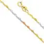 Wellingsale 14k Tri 3 Color Gold Polished Solid 1.5mm Stamp Mirror Star Diamond Cut Chain Necklace Wellingsale 14k Tri 3 Color Gold Polished Solid 1.5mm Stamp Mirror Star Diamond Cut Chain Necklace