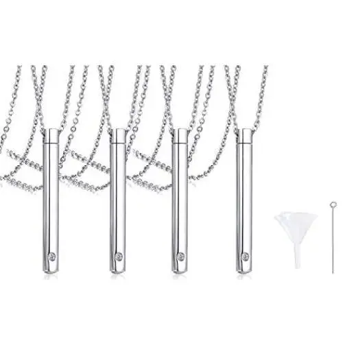 VNOX Keepsake Ash Cremation Jewelry Minimalist Bar Urn Necklace Pendant for Memorial Ashes Hoder with Cubic Zirconia